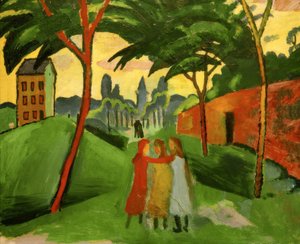Landskap med tre flickor av August Macke
