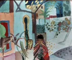 Flicka med häst och åsna av August Macke