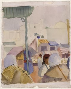 Marknad i Tunis (II). 1914 av August Macke