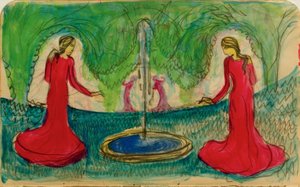Dans vid fontänen av August Macke