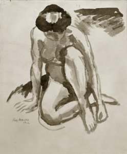 Sittande handling, framåtlutad av August Macke