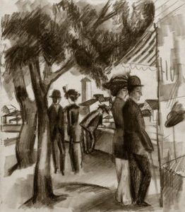 Vandrare under träd av August Macke