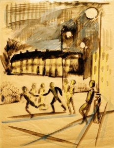Barn som leker på kvällen av August Macke