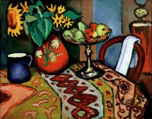 Stilleben med solrosor I. av August Macke