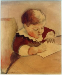 Walter, målar vid bordet av August Macke