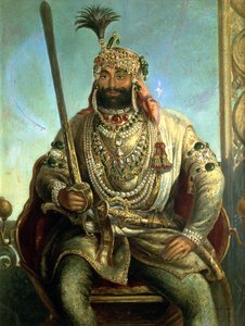 Porträtt av Maharaja Sher Singh, i kunglig klänning, ca 1850 av August Theodor Schoefft