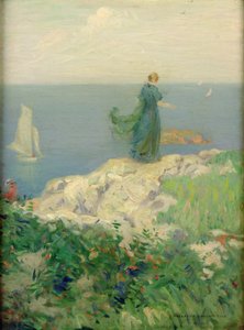 Seaside Scene (olja på duk) av August Vincent Tack