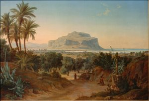 Utsikt över Palermo och Monte Pellegrino av August Wilhelm Julius Ahlborn