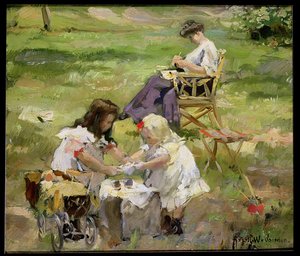 Picknicken av August Willem van Voorden