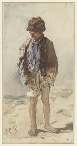 Ungersk pojke, stående och ansikte, barfota och bär en pälsmössa av August Xaver Carl von Pettenkofen