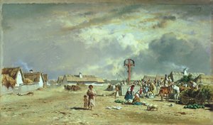 Marknaden i Szolnol, Ungern av August Xaver Karl von Pettenkofen