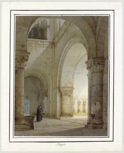 Interiör av en romansk kyrka av August von Bayer