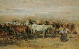 Hästmarknad i Szolnok II av August von Pettenkofen