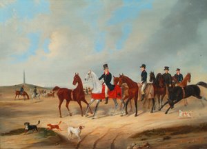 Kavalkad av ryttare med hundar av August von Rentzell