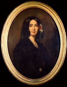 Porträtt av George Sand (Aurore Dupin, Baronne Dudevant) (1804-1876) 1832. Målning av Auguste Charpentier (1813-1880) Paris Musee Carnavalet