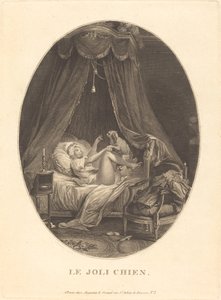Den vackra hunden av Auguste Claude Simon Legrand after Nicolas Lavreince