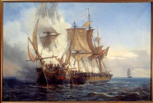 Slaget mellan Bellona och Lord Nelson-målningen av Auguste Mayer (1805-1890) 1872 Brest, Museum of Fine Arts