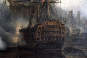 Slaget vid Trafalgar, detalj, av Auguste Etienne Francois Mayer (1805-1890)