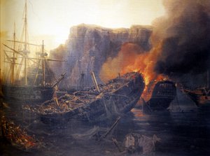 Franska:  Le soir de la bataille de Navarin, 1827 Kvällen för slaget vid Navarino