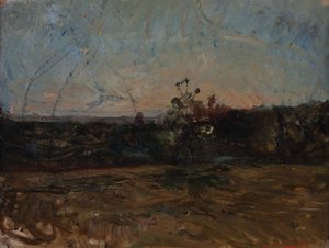 1800-talslandskap (Olja på duk monterad på trä)