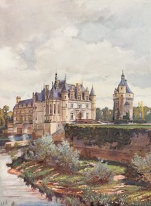 Frankrike: Le Chateau De Chenonceaux (färglitografi)