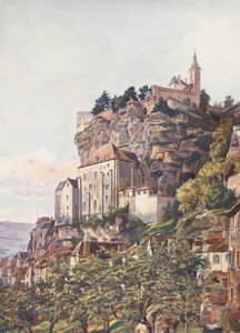 Frankrike: Helgedomen i Rocamadour (färglitografi)