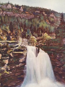 Frankrike: Le Saut Du Doubs (färglitografi)