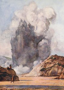 Black Geyser, Nya Zeeland (färglitografi) av Auguste Gerardin