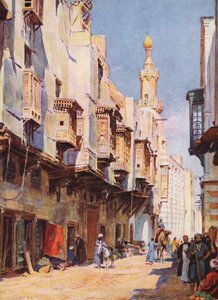 Gamla Kairo, Egypten (färglitografi) av Auguste Gerardin