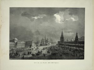 Övre handelsraderna vid Röda torget i Moskva, ca. 1830 av Auguste Jean Baptiste Antoine Cadolle