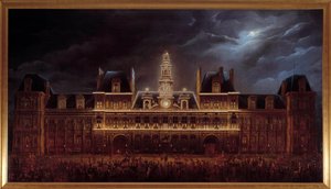 Belysning av rådhuset för kung Louis Philippe I:s högtid (1 maj av Auguste Jean Simon Roux