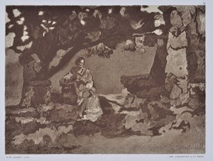 Kvinnan vid brunnen (teckning) av Auguste Lauzet