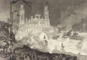 14 juli. Belysning av Palais du Trocadéro, 1883. av Auguste Lepere