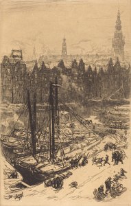 Amsterdam sett från Victoria Hotel Amsterdamvue de Victoria Hotel, 1901. av Auguste Lepere