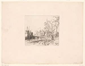 Utsikt över bron vid Begijnhof i Brygge Le pont du Beguinage à Bruges (titel på objektet) av Auguste Lepere