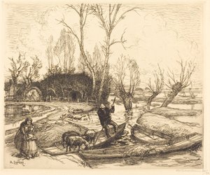 In the Deluged Marsh - The Shepherd (Au marais inonde - Le berger) av Auguste Lepere