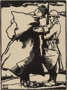 Joffre, soldatens far (träsnitt på japanskt mullbärspapper) av Auguste Lepere
