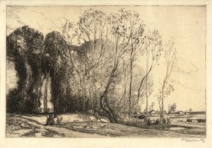 Landskap med två figurer (etsning) av Auguste Lepere
