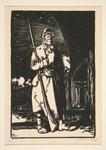 Le G. V. C. (Kommunikationskanalernas vakter), från Kriget 1914, första serien, nr. 9 av Auguste Lepere