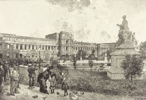 Ruinerna av Tuileripalatset före rivningen, 1883. av Auguste Lepere