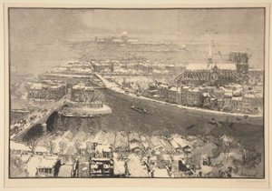 Paris under snön, från och med idag St. Gervais (Paris under snö, sett från toppen av St. Gervais) av Auguste Lepere