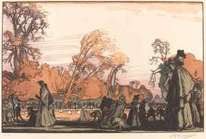 Damm i Tuilerierna (Le bassin des Tuileries) av Auguste Lepere