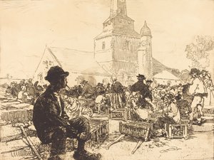 Fjäderfämarknad i St.-Jean-de-Mont Fjäderfämarknad i St.-Jean-de-Mont, 1892. av Auguste Lepere
