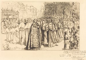 Processionens återkomst till Nantes katedral (Rentree de la Procession a la Cathedral de Nantes) av Auguste Lepere