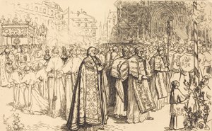Processionens återkomst till Nantes katedral Rentree de la Procession a la Cathedral de Nantes, 190 av Auguste Lepere