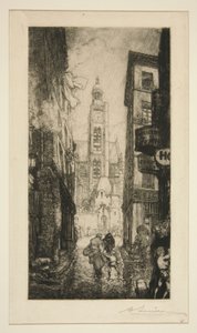 Rue de la Montagne Sainte-Geneviève, Paris av Auguste Lepere