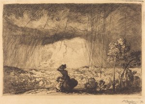 Storm på sanddynen, Vendee av Auguste Lepere