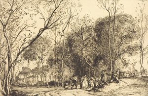 Sommar i Saint-Martin, det förflutna bröllopet Ete de la Saint-Martin, la noce qui passe, 1908. av Auguste Lepere