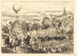 Den fallande ballongen, i Pre-Saint-Gervais av Auguste Lepere