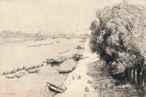 Seinen vid Pont National, 1915 av Auguste Louis Lepère